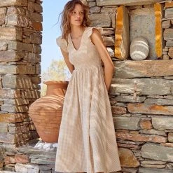 S21A Della Dress In Sesame Gingham