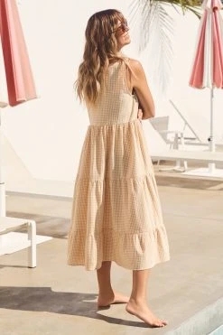 S21A Olivia Midi Dress In Sesame Gingham