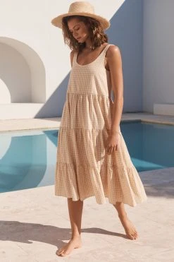 S21A Sale Winifred Midi Dress In Sesame Gingham