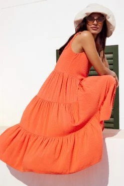 S21B Winifred Midi Dress In Coral
