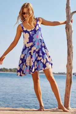 S21B Winifred Mini Dress In Blue Camellia