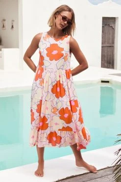 S21F Sale Olivia Midi Tie Dress In Pink Camellia