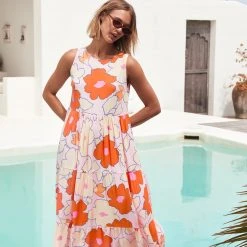 S21F Sale Olivia Midi Tie Dress In Pink Camellia