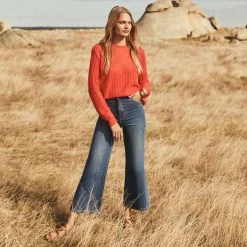 W22A Drew Cropped Flares In Dark Denim