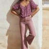 W22A Drew Cropped Flares In Pink Corduroy
