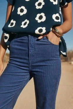 W22A Denim Drew Flares In Teal Corduroy