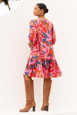 W22A Rosa Frill Sleeve Dress In Sugar Maple 15 W22A Rosa Frill Sleeve Dress In Sugar Maple