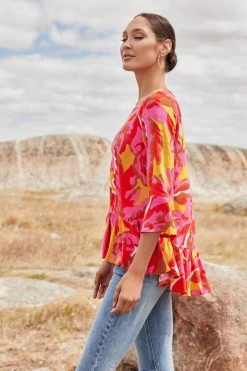 W22A Tops Winter Celeste Top In Saffron