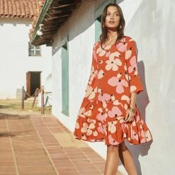 W22D New Arabella Dress In Fire Bloom