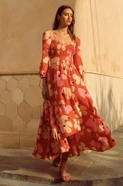 W22D Carly Dress In Fire Bloom New